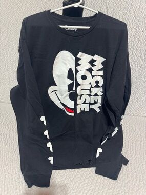 Disney Black Mickey Mouse Long Sleeve Tee with White & Red Graphic
